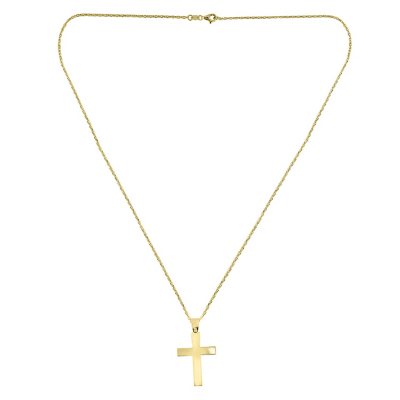 14K Yellow Gold Cross on 22 Chain