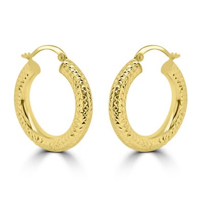 14K Yellow Gold Diamond Cut Hoop Earrings - Sam's Club