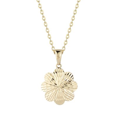 Dainty Diamond Cluster Flower Pendant Necklace in 14K Gold for Women (LP160) 18 Inches