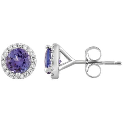 Tanzanite Stud Earrings in 14K White Gold