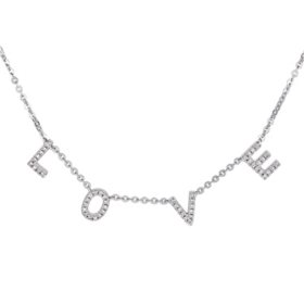 0.15 CT. T.W. Diamond LOVE Necklace in Sterling Silver