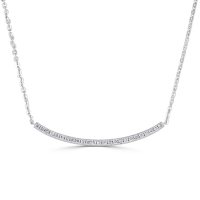 0.25 CT. T.W. Diamond Curved Bar Necklace in Sterling Silver