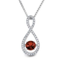 Dancing Garnet and 0.12 CT. T.W. Diamond Infinity Pendant in Sterling Silver 
