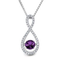 Dancing Amethyst and 0.12 CT. T.W. Diamond Infinity Pendant in Sterling Silver
