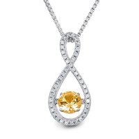 Dancing Genuine Citrine and 0.12 CT. T.W. Diamond Infinity Pendant in Sterling Silver 