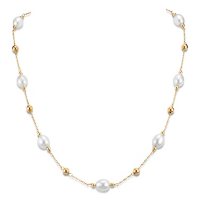 8-9mm Freshwater Rice Pearl Station Necklace in 14K Gold