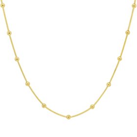 1.5mm 14K Solid Gold Ball Chain Necklace with Lobster Lock