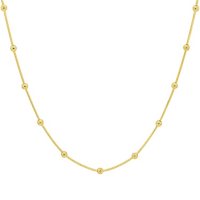 14K Yellow Gold Station Bead Necklace
