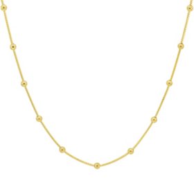 14K Yellow Gold Station Bead Necklace