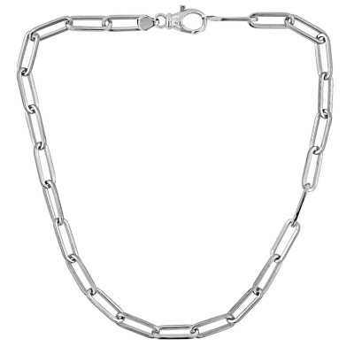 Paperclip Chunky Chain Link Necklace Silver for Women Men 