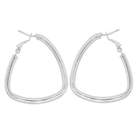 Italian Sterling Silver Triangular Geometric Hoop Earrings
