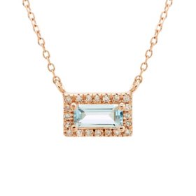 Aquamarine and 0.06 CT. T.W. Diamond Pendant in 14K Gold