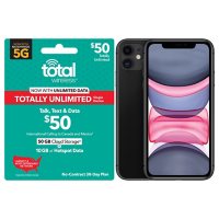 Total Wireless iPhone 11 + $50 Totally Unlimited Plan & 10GB Hotspot, Int'l Calling & Cloud Storage (Email Delivery)