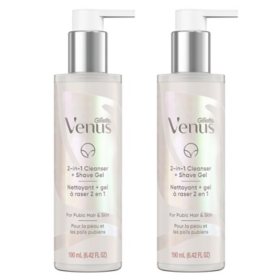 Venus for Pubic Hair and Skin 2-in-1 Cleanser & Shave Gel, 6.42 oz., 2 pk.