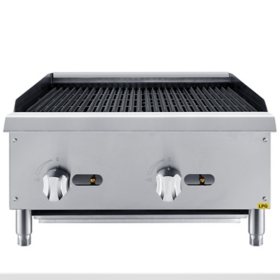 General Stainless Steel Gas Rock Charbroiler, Liftgate Shipping (Choose Size & Gas Type)