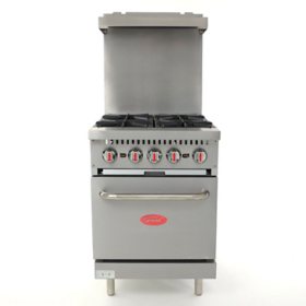 General Stainless Steel Gas Range with Oven, Choose Size & Gas Type
