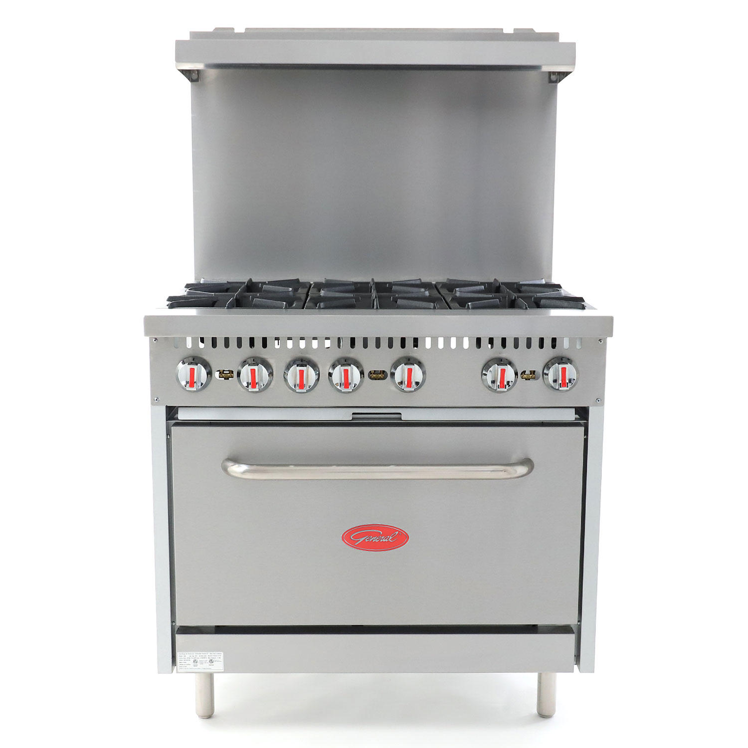 General Stainless Steel Gas Range (Choose Size & Gas Type) - 36', Liquid Propane, Liftgate