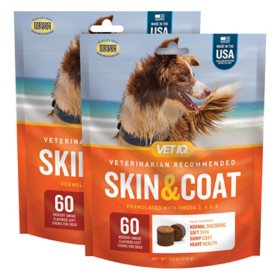 VETIQ Skin & Coat Soft Dog Chews, Hickory Smoke Flavored, 60 ct., 2 pk.
