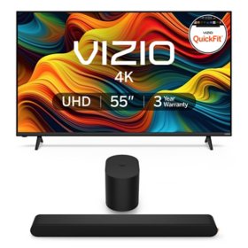 VIZIO 55" Class 4K UHD LED HDR Smart TV + VIZIO 2.1 Soundbar SE with Dolby Atmos and DTS