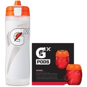 Gatorade GX Bottle with GX Thirst Quencher Concentrate Pods, 4 Pack (Choose Color/Flavor)