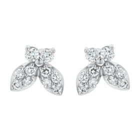 S Collection 1/3 CT. T.W. Diamond Butterfly Earrings in 14K White Gold