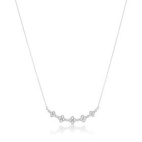 0.15 CT. T.W. Diamond Floral Bar Necklace in 14K White Gold