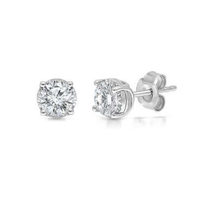 3/4 Ct. Tw. Certified Round 3-Prong Studs in 14K Gold (14k White Gold) | Clean Origin