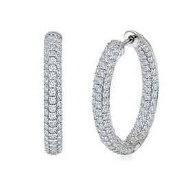 1.95 CT. T.W. Diamond Hoop Earrings in 14K White Gold