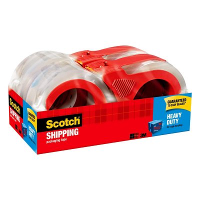 Scotch Heavy-Duty Packaging Tape with Dispenser, 3 Core, 1.88 x 54.6 yds,  Clear, 4/Pack (3850-4RD)