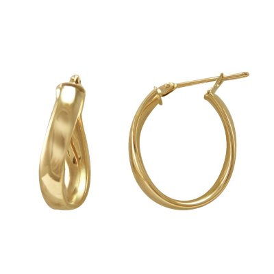 Twist Oval Hoop Earrings in 14K Yellow Gold - Sam's Club