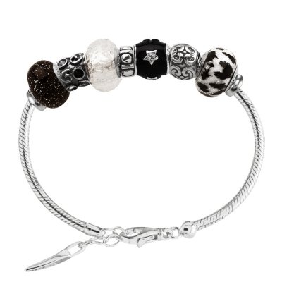 5PCS silver hallmarked Single Core Murano Glass Beads fit Charms Bracelet AOC073 