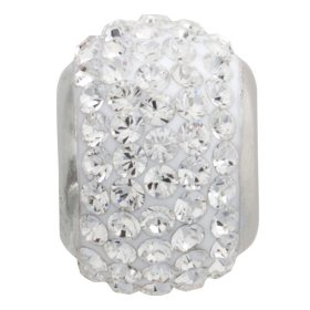White Genuine Swarovski Crystal Charm Bead in Sterling Silver