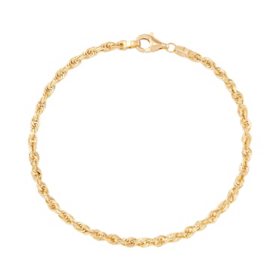 14K Yellow Gold Glitter Solid Rope Bracelet