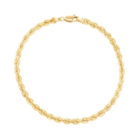 Heavy Hollow Rope Chain Bracelet in 14K Gold