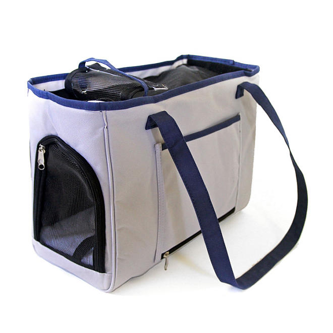 Iconic Pet FurryGo Pet Shoulder Carrier/Bag, Navy Blue/Light Gray