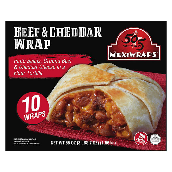505 Southwestern MexiWraps, Beef & Cheddar, Frozen (5.5 oz. each, 10 wraps)