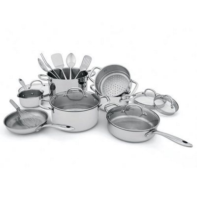 WOLFGANG PUCK COOKWARE SET 5 LIDDED PANS & 2 SKILLETS CAFE COLLECTION 18/10