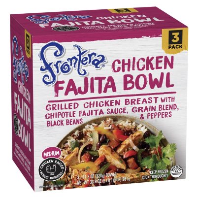 Frontera Chicken Fajita Bowls, Frozen (3 pk.) Sam's Club