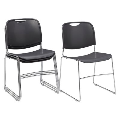 Photos - Computer Chair National Public Seating  NPS 8500 Series Ultra-Compact Plastic Stack Chair, Gunmetal:- Gun (4 Pack)