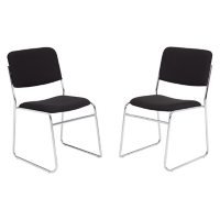 NPS 8600 Series Fabric Padded Signature Stack Chair, Ebony Black (2 Pack)