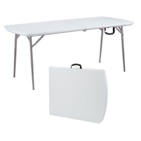 Byliable Folding Table 4 Foot Portable Heavy Duty Plastic Fold-in-Half  Utility Foldable Table Small Indoor Outdoor Adjustable Height Folding Table