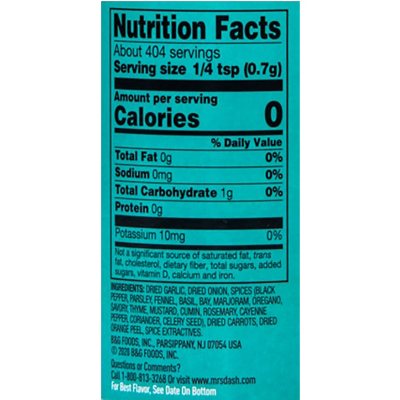  Mrs Dash Original Blend Salt-Free Seasoning 6.75 oz - No  Sodium, No Carbs, No Sugar, Full Flavor : Grocery & Gourmet Food