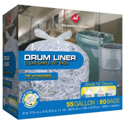 Simpleliners 55 Gallon Trash Bags Heavy Duty, (50 Count w/Ties