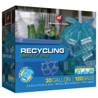  26 x 33 Regular Blue Easy Tie Recycling Bags - 40 Pack