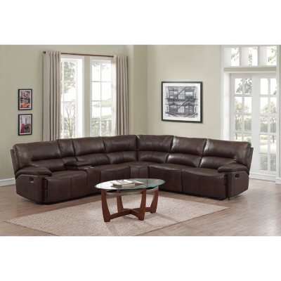 Burke 6-Piece Top-Grain Leather Reclining Sectional Sofa