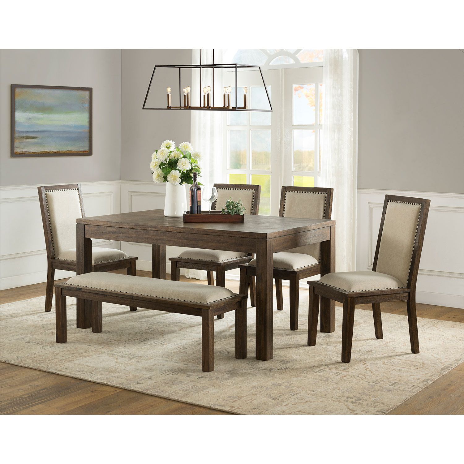 Hayden 6-Piece Dining Set with Bench