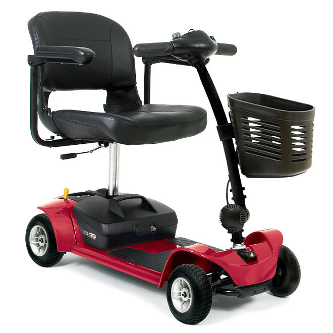 Red Pride Mobility Go Go Ultra X 4 Wheel Travel Scooter with Bonus Features Includes Rear Basket, Cup Holder and Weather Cover 