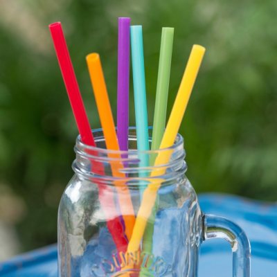 24 oz Mason Jar Drinkware Set of 6 with Burlap Sleeves & Reuseable Straws 