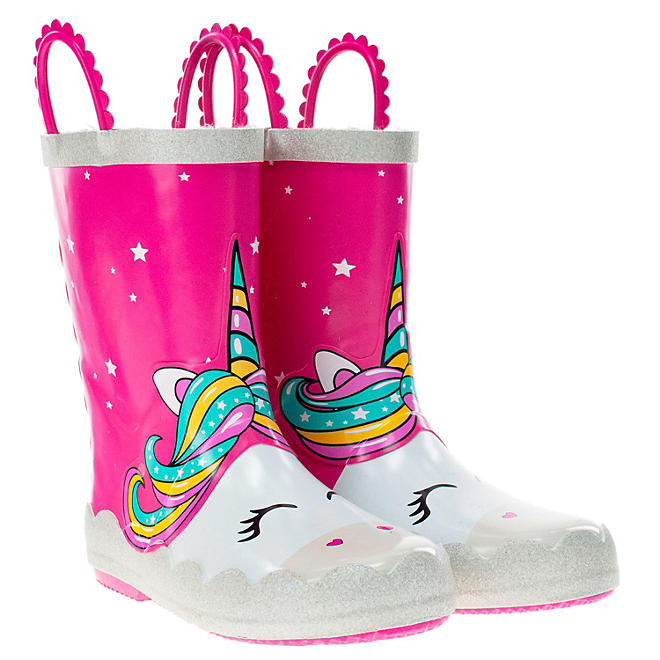 Western Chief Girls' Waterproof Warm Faux Fur Lined Rubber Rain Boots 		