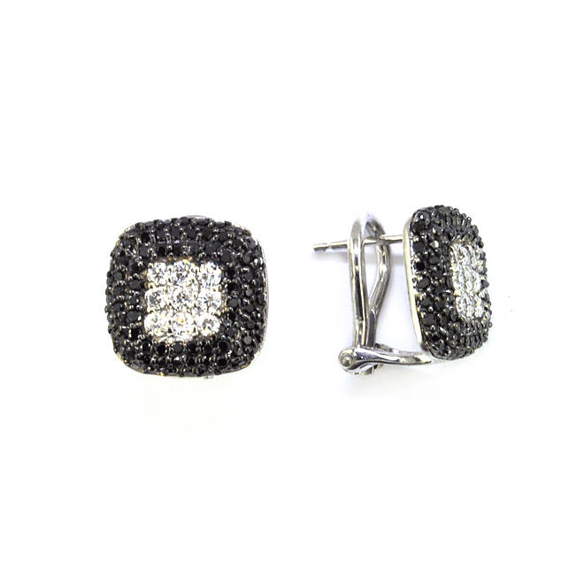 1 ct. t.w. Black & White Pave Diamond Earrings (H-I, I1)